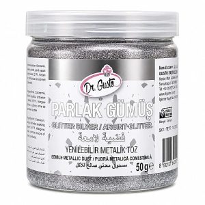 Dr. Gusto Yenilebilir Metalik Toz Glıtter Gümüş 50 gr
