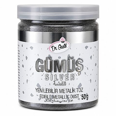 Dr. Gusto Yenilebilir Metalik Toz Gümüş 50 gr