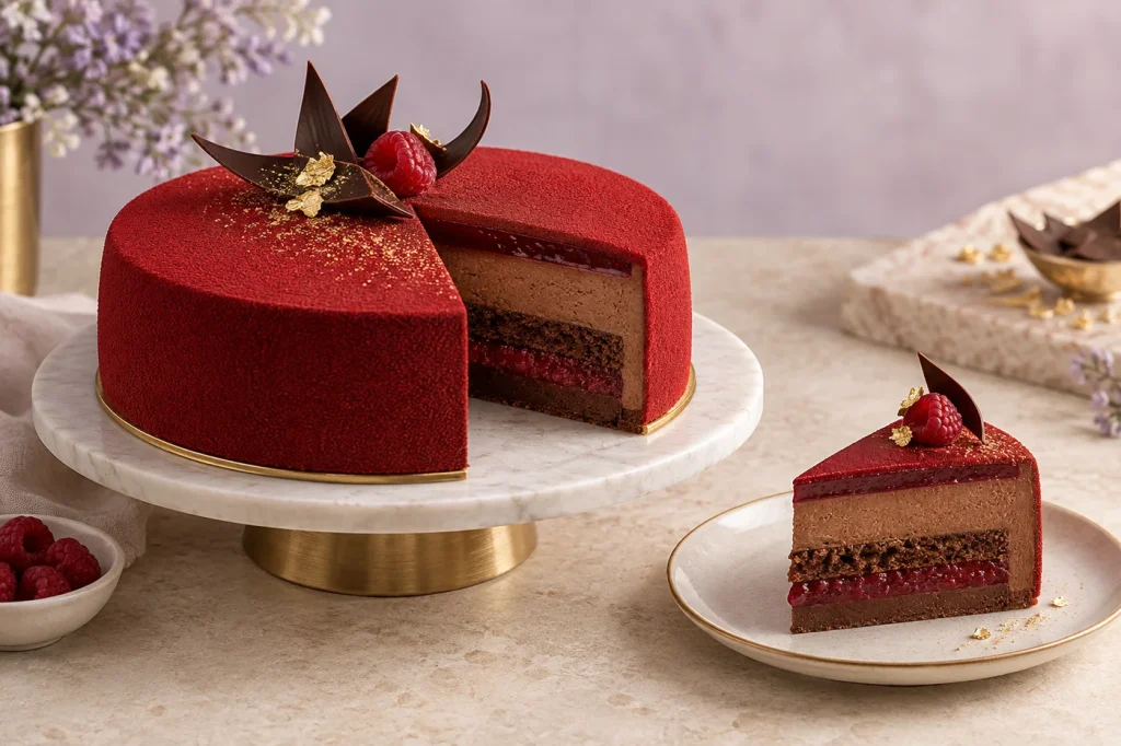 Kadife Spreyli Çikolatalı Entremet